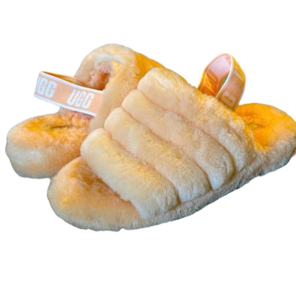 Ugg fuzzy sling back slippers with hard sole SZ 8 - Picture 1 of 10